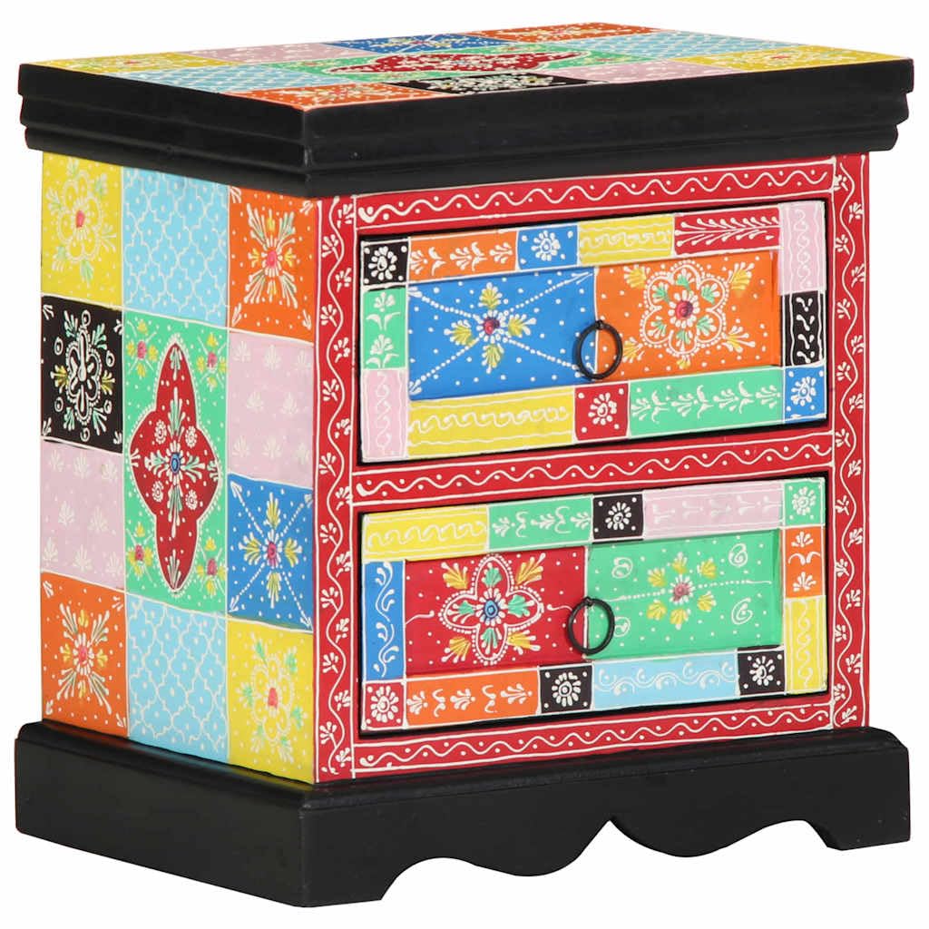 Table de chevet rustique multicolore en bois massif pour sublimer l'ambiance de votre chambre