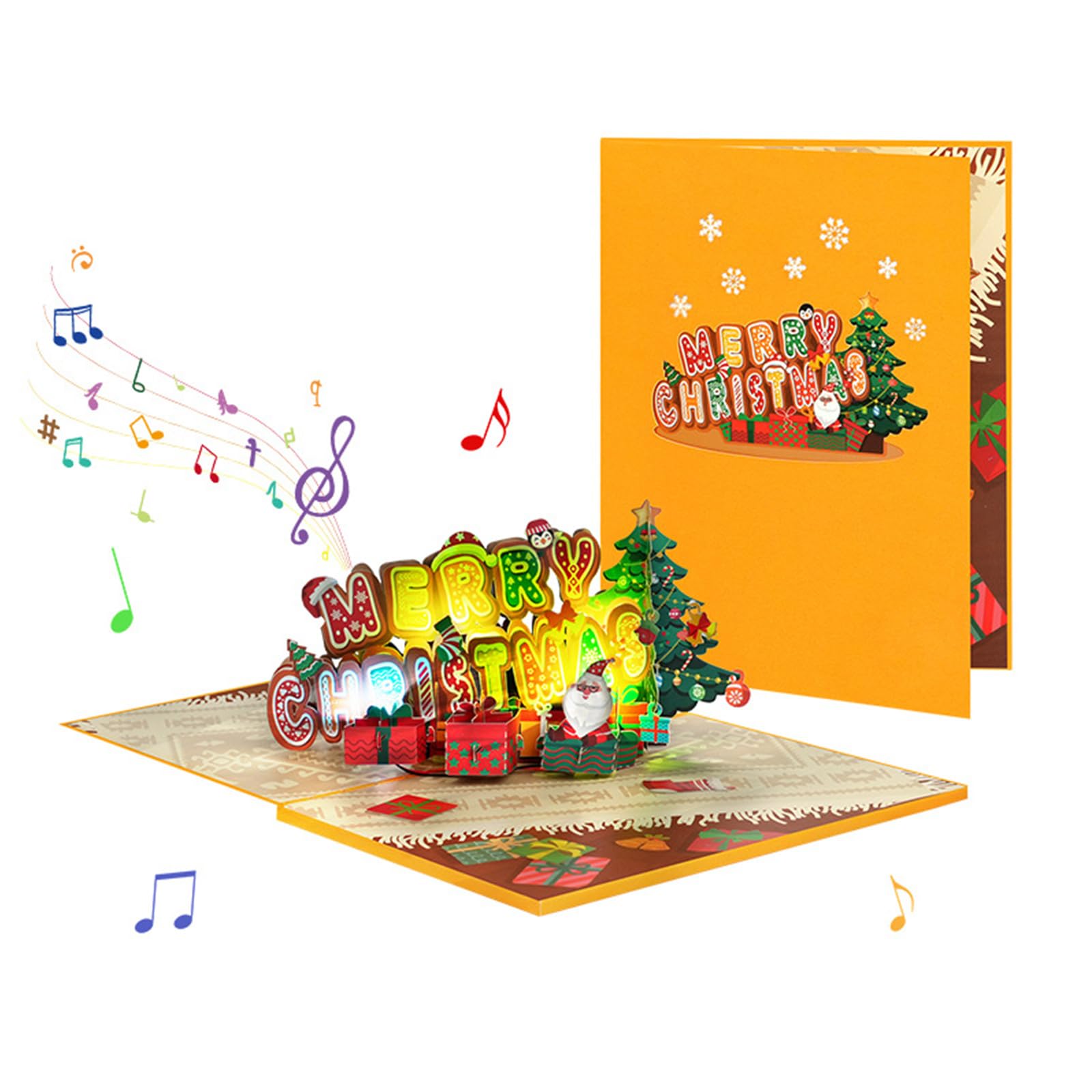 Elnwnnkc Creative Christmas 3D Popup Greeting Card with Music Elegant 3D Popup Christmas Greeting Paper Card with Music Individualized Message