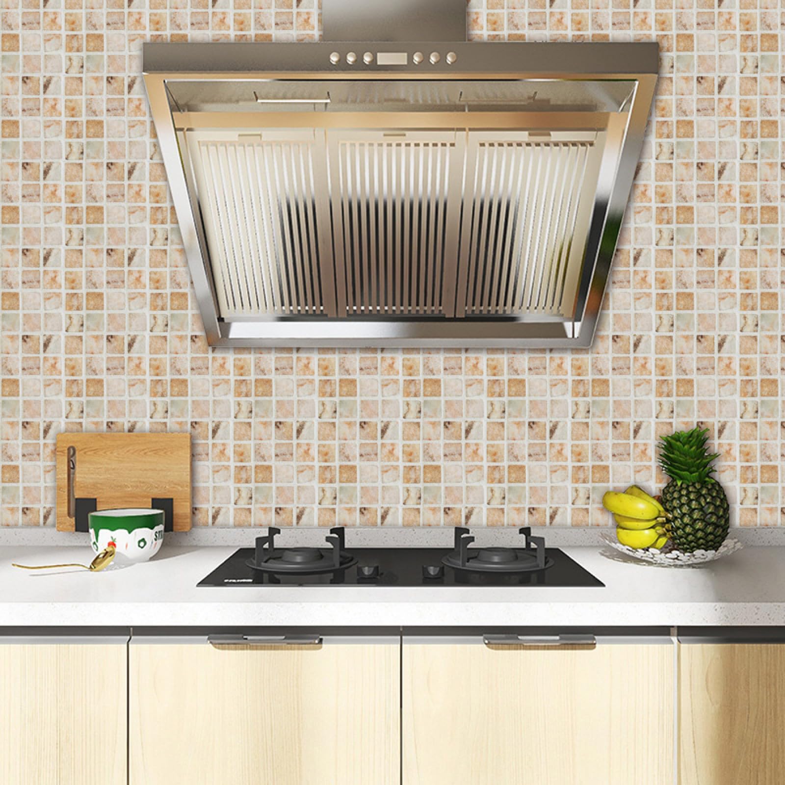 Piastrelle Adesive Cucina Modello Di Marmo Giallo Chiaro Pavimento pvc Adesivo Mobili Decorazioni Piastrelle Adesive Bagno Impermeabile Resistenza all'olio Mattonelle Adesive