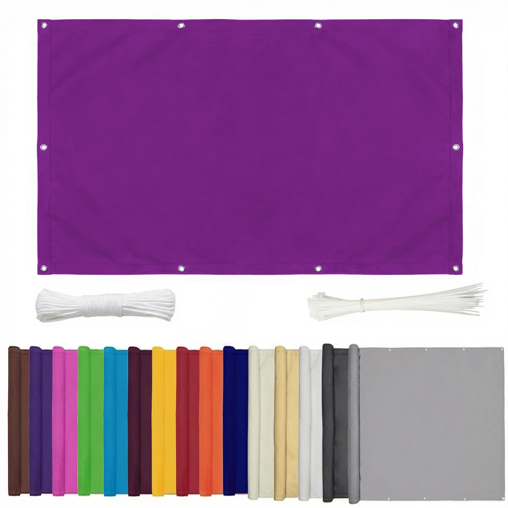 Luxurysail Balcony Privacy Screen PVC Anti-UV Fence Screen for Balcony Deck Patio Balcony Cover Sun Shade Windproof Waterproof with Cable Ties Purple 1.8x9m
