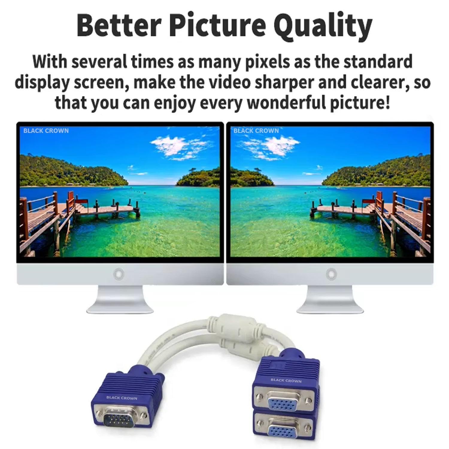 VGA Splitter Cable - Dual Monitor Adapter -7