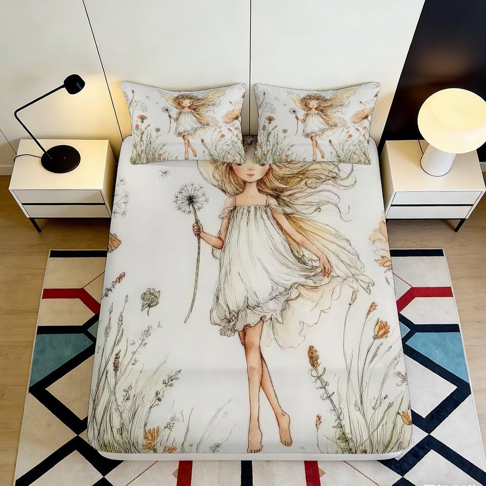 Jqzkxnhpbr Style-10 3D Printed Fairy Meadow Fitted Sheet Microfiber Soft Pastel Princess Bed Cover For Bedroom Guest Room Decor 90X200x25cm