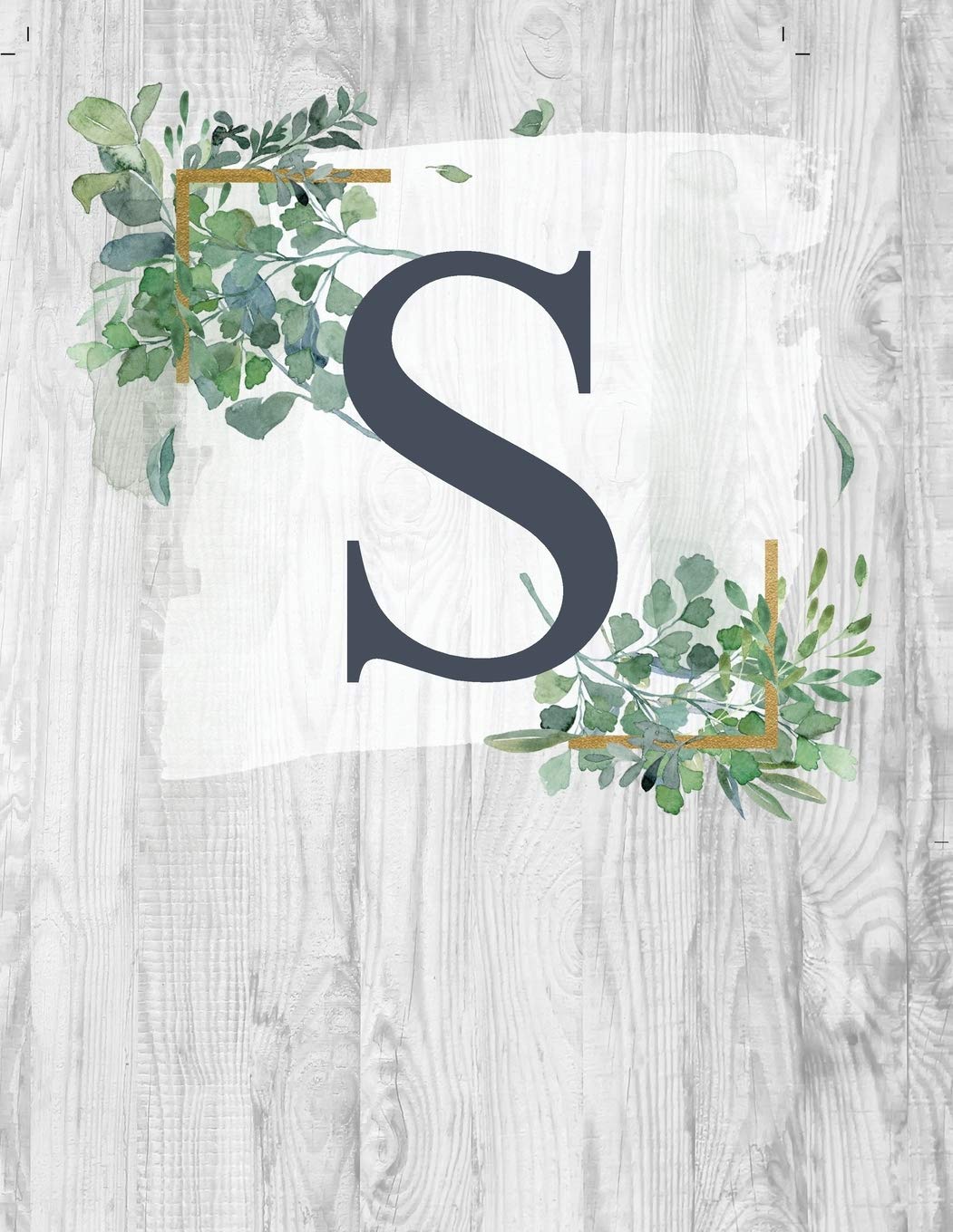 S: Monogram Initial Notebook Letter S | 8.5" x 11" - 100 pages, College Ruled| Rustic, Farmouse, Woodgrain, Floral