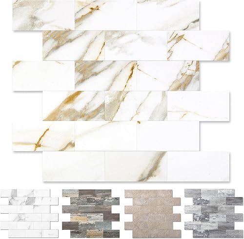 1 paquete de azulejos de pared de PVC de 12 x 12 pulgadas, para despegar y pegar, para cocina, azulejos de baño, decoración de chimenea, mesa de