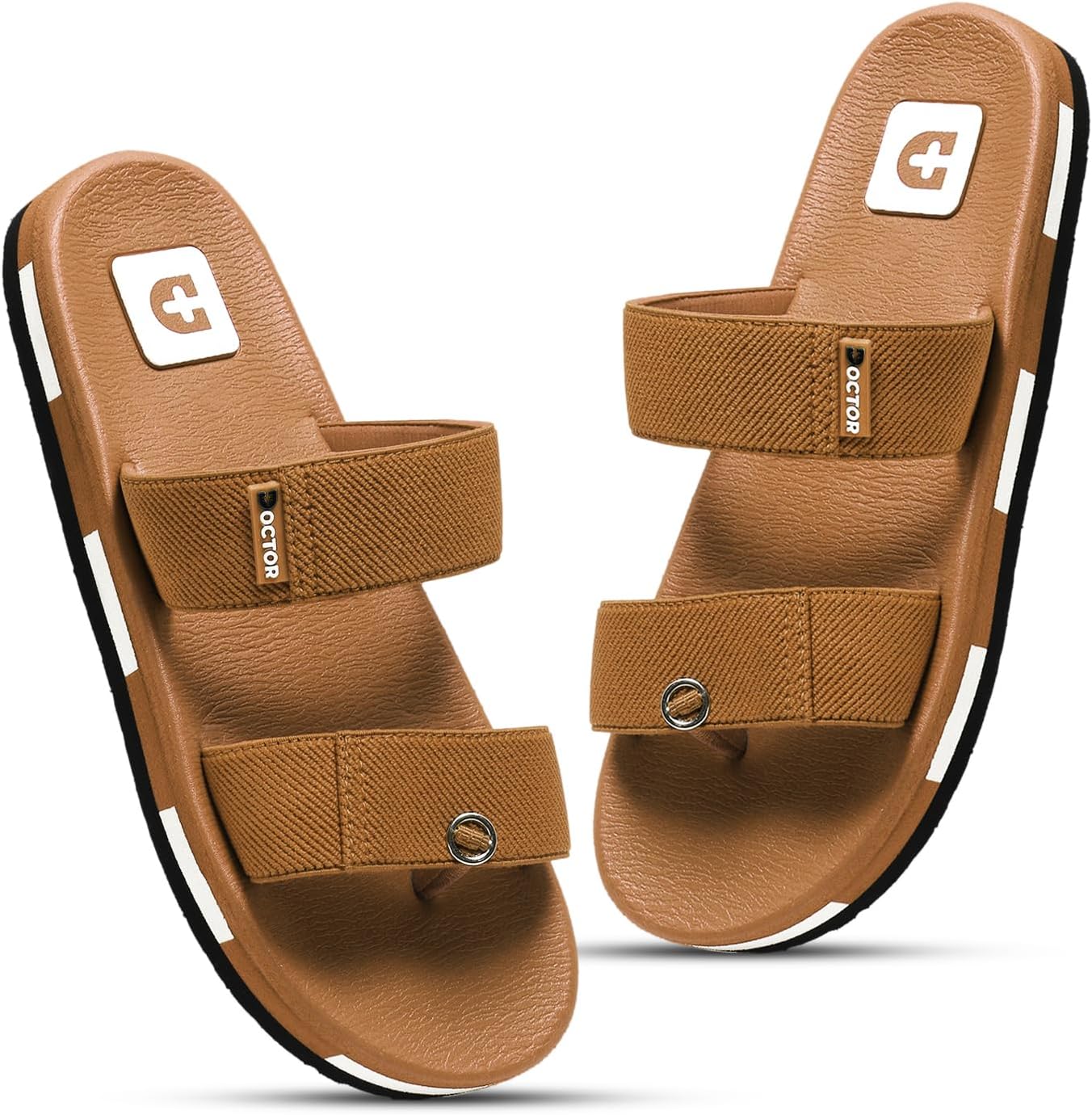 Men’s Casual Slippers with Soft Cushioned Sole, Double Strap with Toe Loop Design, Lightweight Anti-Slip Everyday Wear Slippers for Home and Outdoor Use