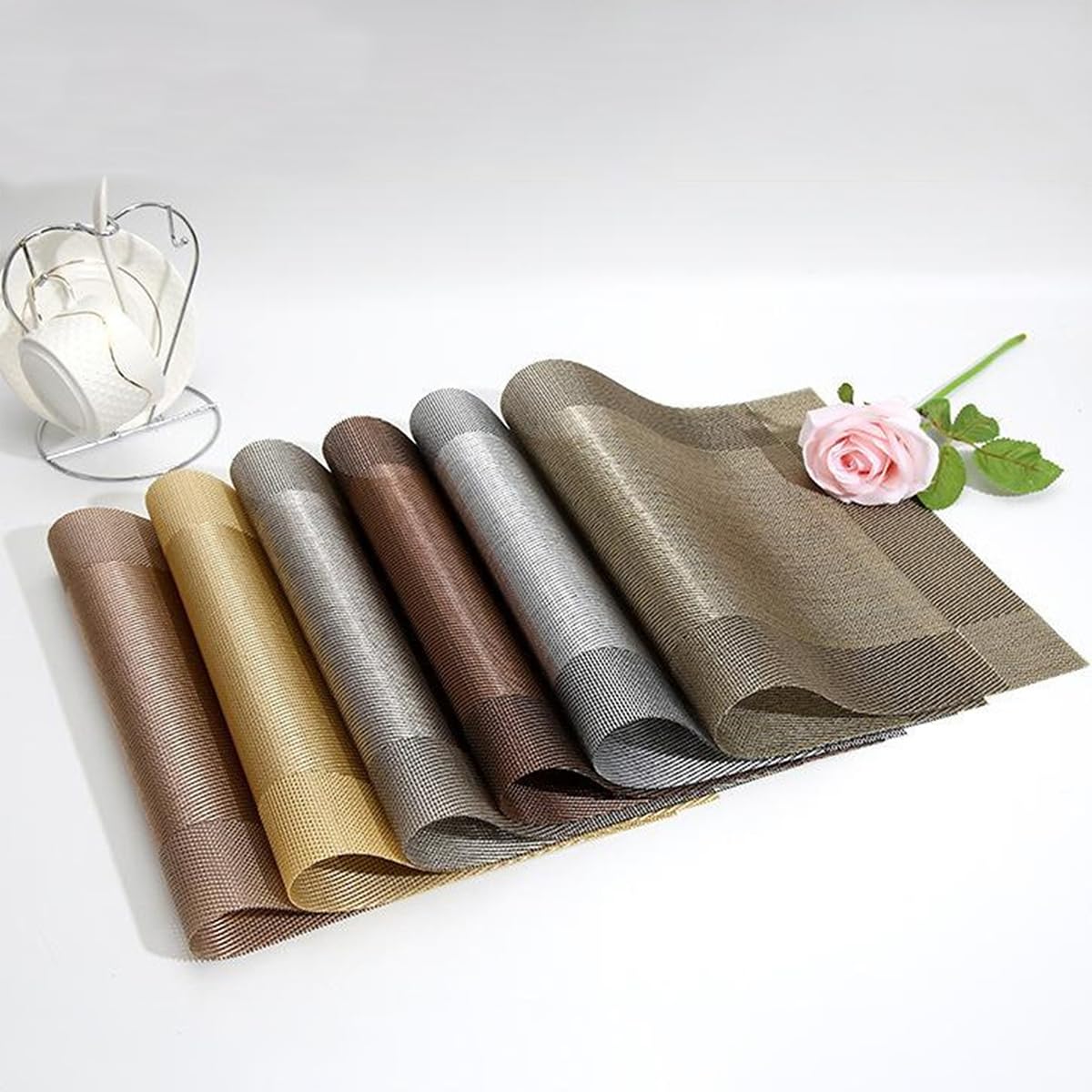 Soulnioi Placemats Set of 6, PVC Washable Table Mats Heat Resistant Dinner Plate Mats for Kitchen Dining Table - Image 4