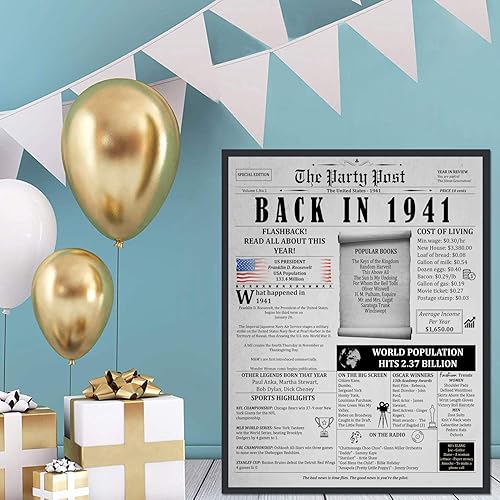 Miniatura 4 de Cartel de fiesta de 84 cumpleaños de 8 x 10 pulgadas, suministros de mesa para fiestas de mesa de nacimiento hace 84 años. Tarjeta de cumpleaños de