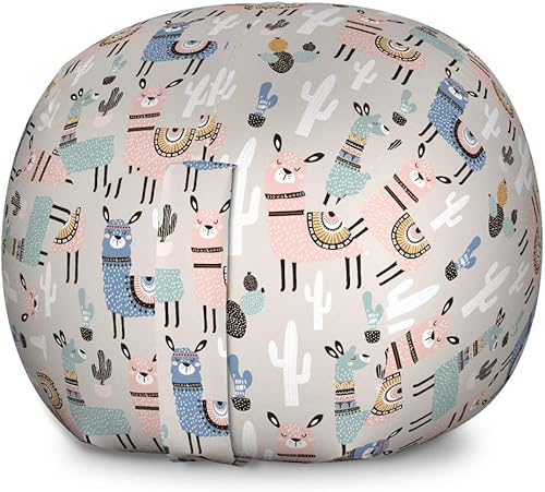 Ambesonne Hipster Bolsa de juguetes de almacenamiento, Llama Guanaco Animales Sudamericanos Infantiles Dibujados a Mano Estilo Dibujado a Mano