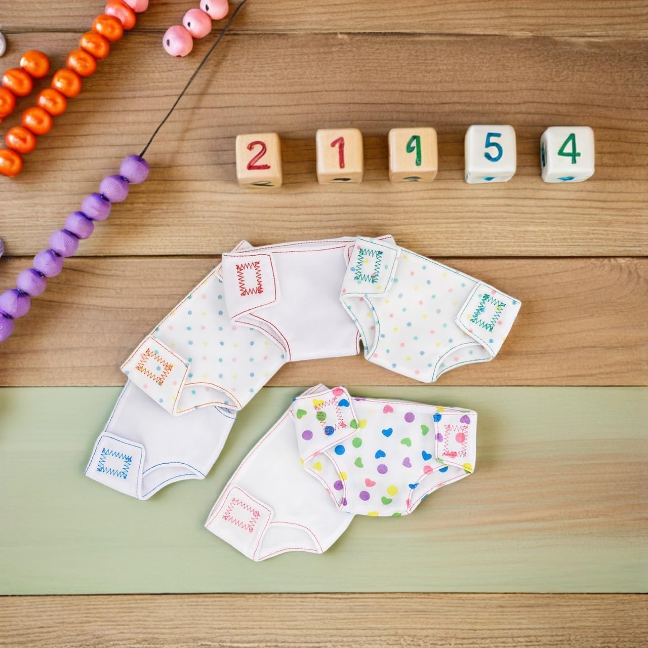 SUPVOX 6Pcs Reusable Cloth Doll Diapers and Dress Up Clothes for Dolls Washable Underwear Accessories with Lovely Prints for Newborn Nappies Role Play - Image 4