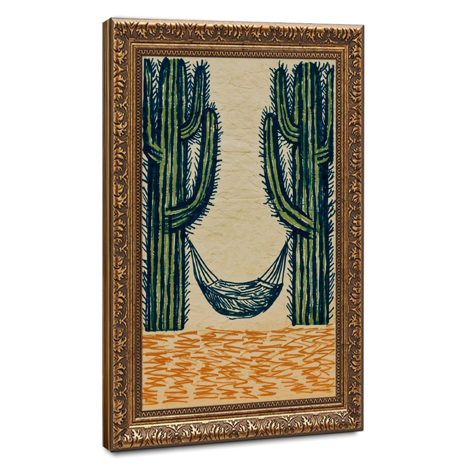 AYINUER Cactus Hammock Desert Scene Print Poster Canvas Poster for Bedroom Decor Gift