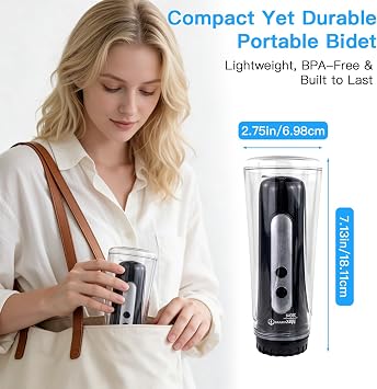 Portable Bidet for Travel, 800mAh Electric Handheld Bidet with 380ml Bottle