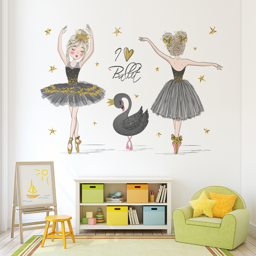 Vinilo decorativo bailarinas y cisne negro 48x31 pulg miniatura 7