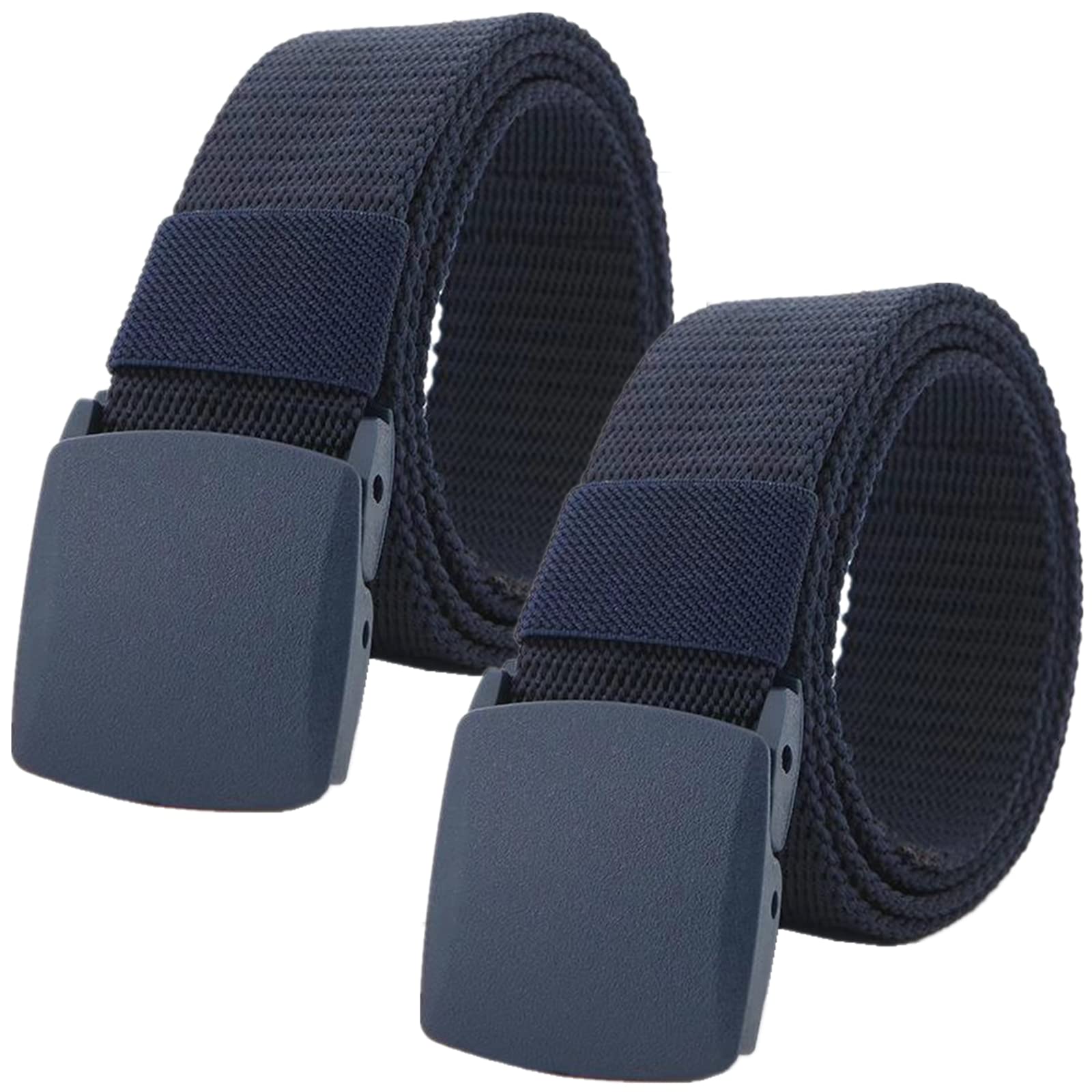 Cinturones de Trabajo para Hombre, Cinturones for Hombres y Mujeres, cinturón táctico de Nailon Ligero, tamaño de hasta 67 Pulgadas con Hebilla de plástico Militar, 2 Piezas(BLU,160CM/63)