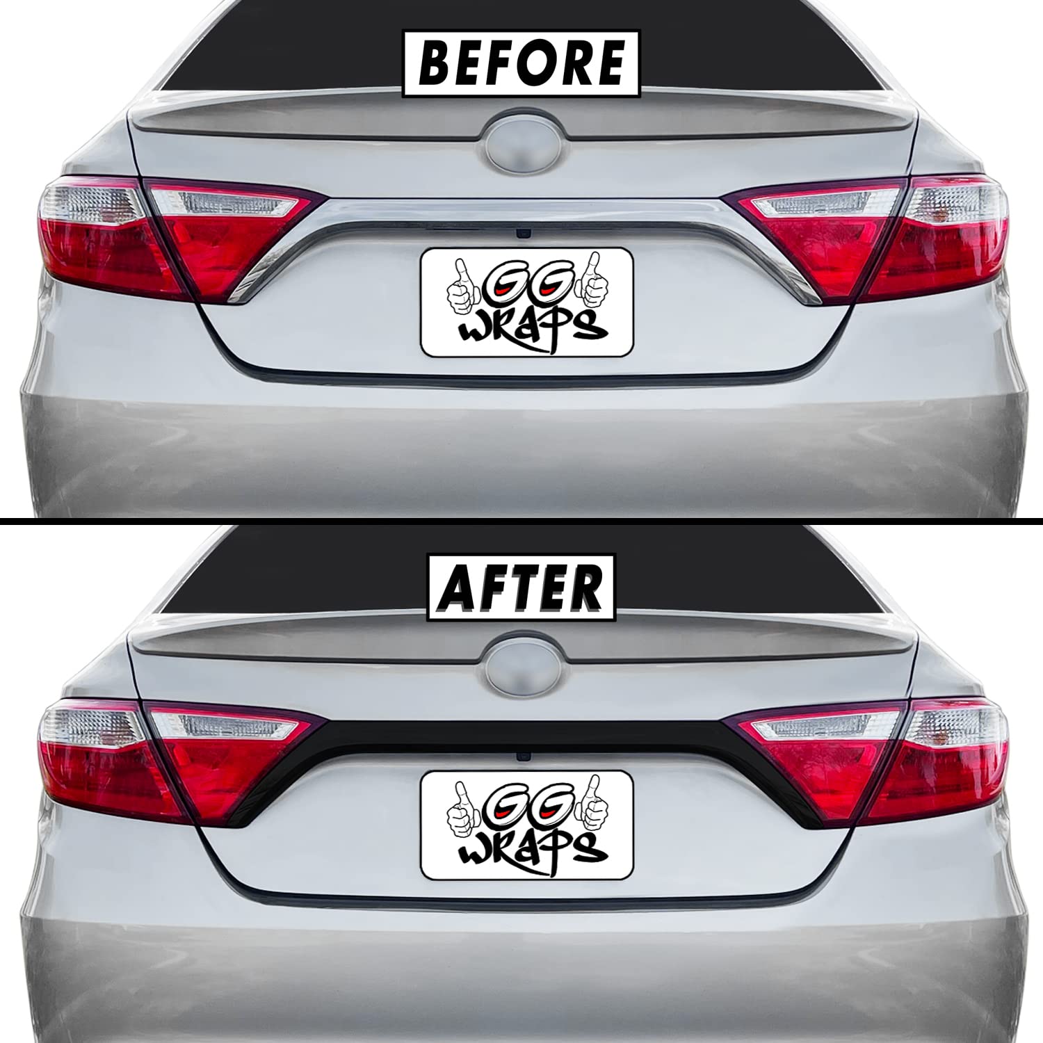 SlickMod Chrome Delete Blackout Vinyl Overlay for 2015-2017 Toyota Camry Rear Trunk Trim (Gloss Black)