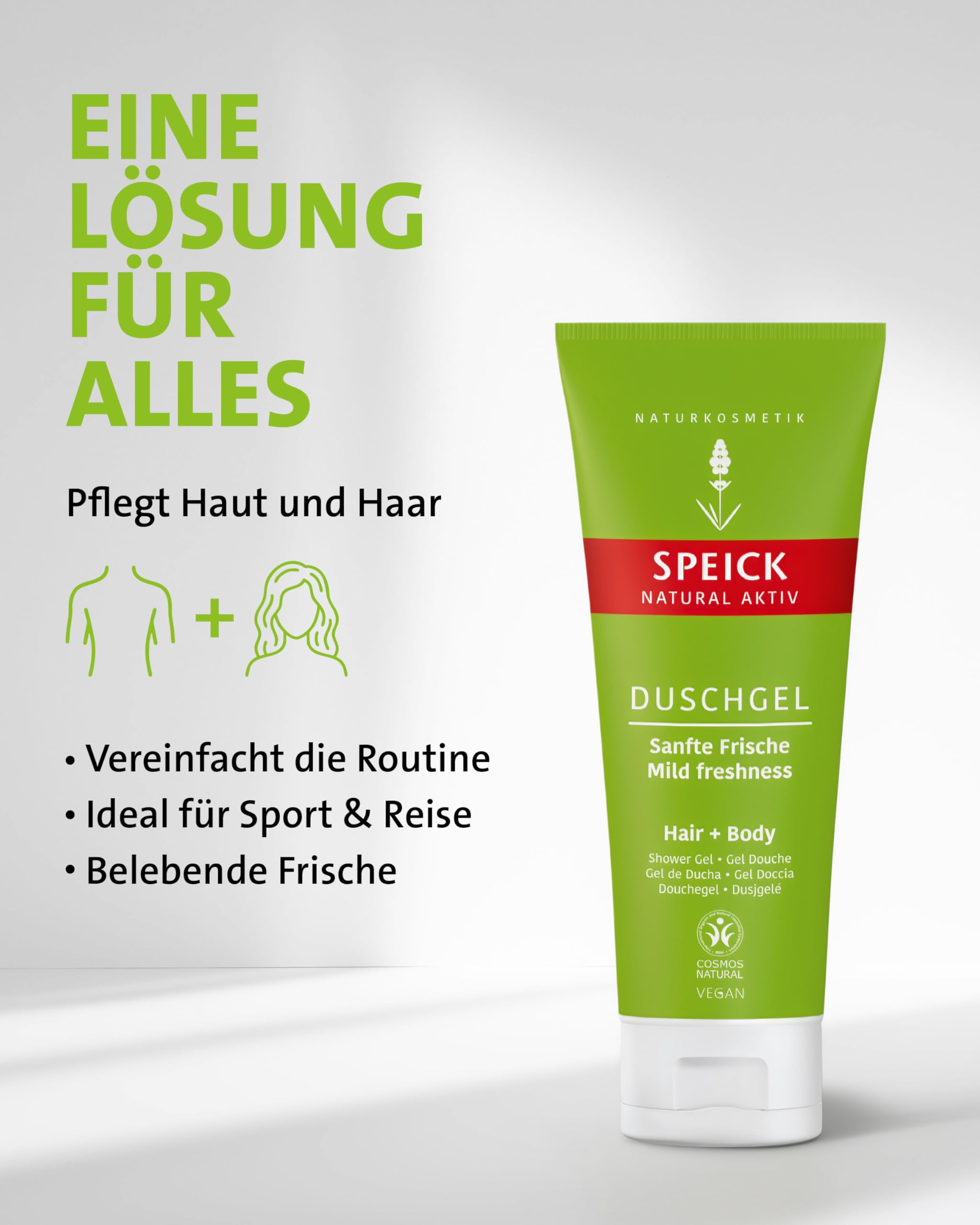Speick Natural Aktiv Duschgel 200 ml – mildes Duschgel, hautschonende Reinigung & Pflege - 10er Pack