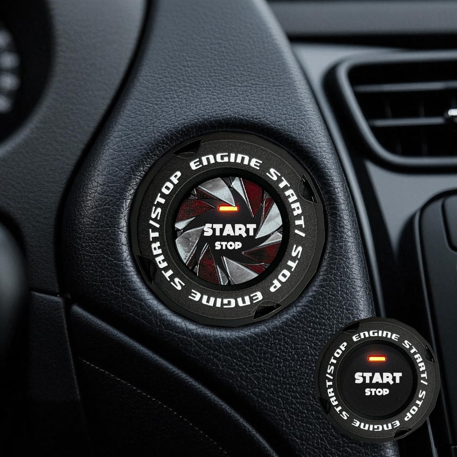 EPOCHHIKE Rotary Push Start Button Cover, Motorcycle Ignition Key Switch Cover, Start Stop Button Cover Decoration DIY Car Motorcycle Interior Decor (