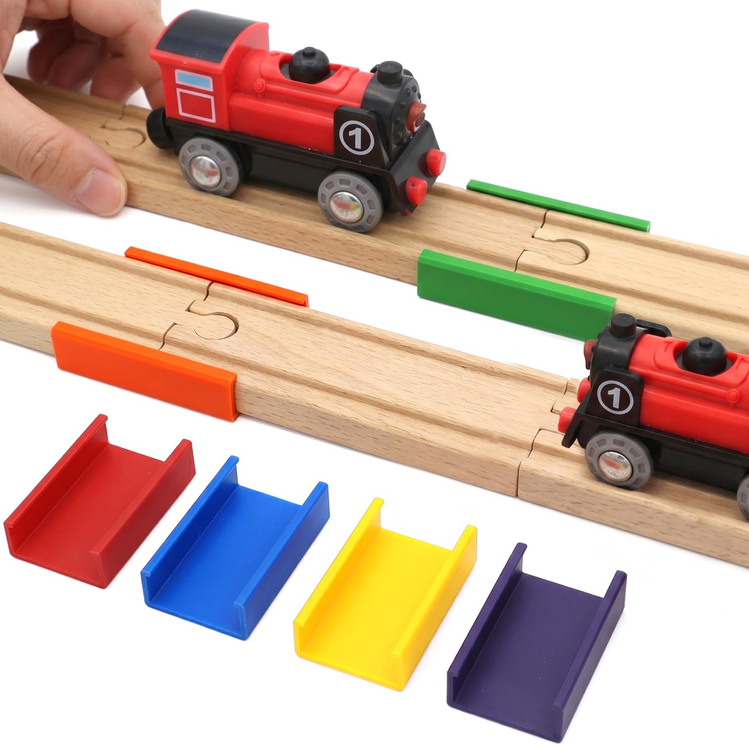 6 Piezas Rails Du Train Adaptador De Vía De Tren De Madera Piezas De Conector Universal Vías de Tren de Madera Adaptador de Puente Juguetes Educativos para Niños