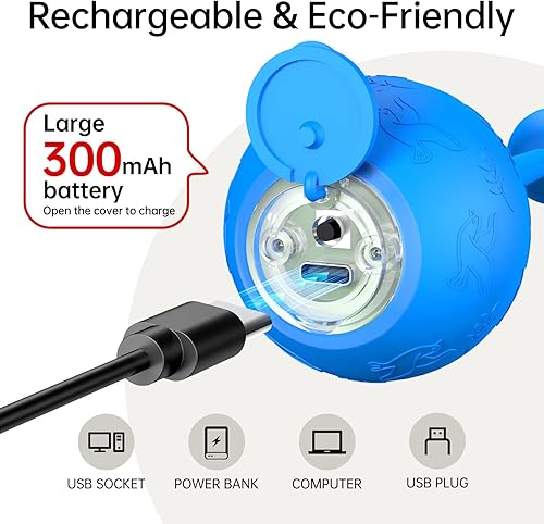 Miniatura 5 de Juguete interactivo para gatos de interior, bola giratoria eléctrica automática con canciones, luz LED y cola larga para activar el movimiento, bola