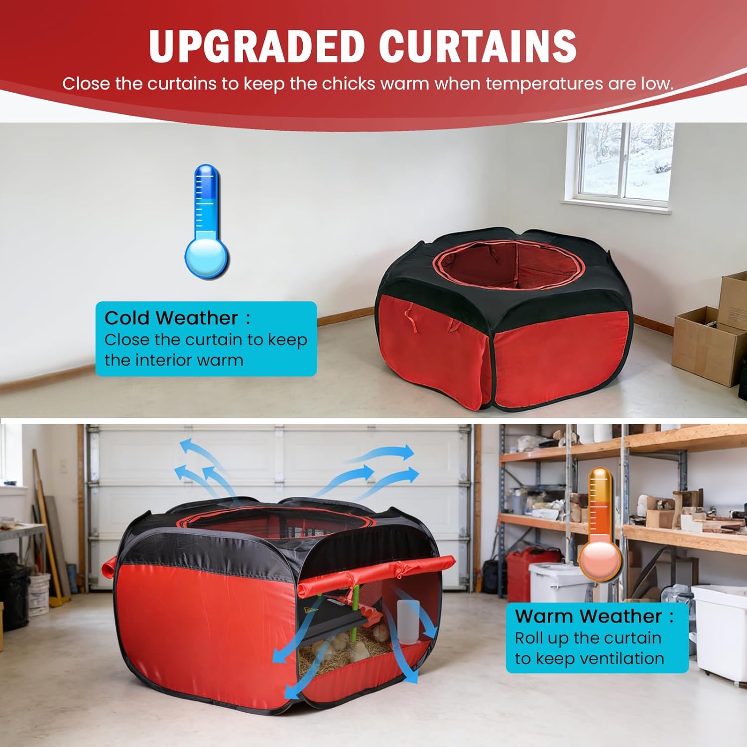 Chicken Brooder Box for Chick Starter Kit Upgrade Brooder Box for Chicks Brooder Tent with 10 * 12inch Brooder Heating Plate 4-in-1 Bundles with Chicken Feeder, Waterer (Brooder Set)