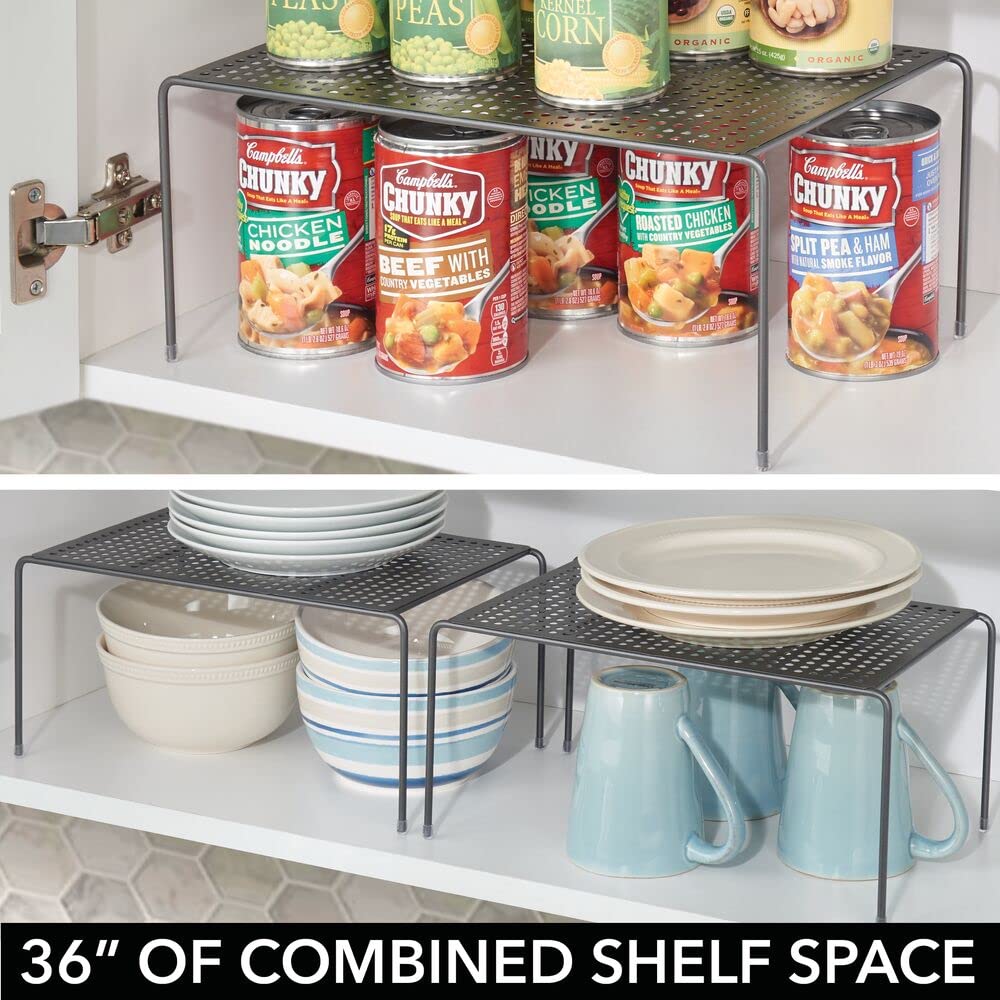 mDesign étagère de Cuisine (Lot de 3) – égouttoir Pratique en métal pour Plus d’Espace de Rangement – étagère Cuisine télescopique rétractable – Gris