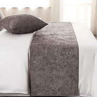 Vista 2 de AMBERIS Camino de Cama Gris, Chenilla Suave Sin Decoloración Camino de Cama Moderno