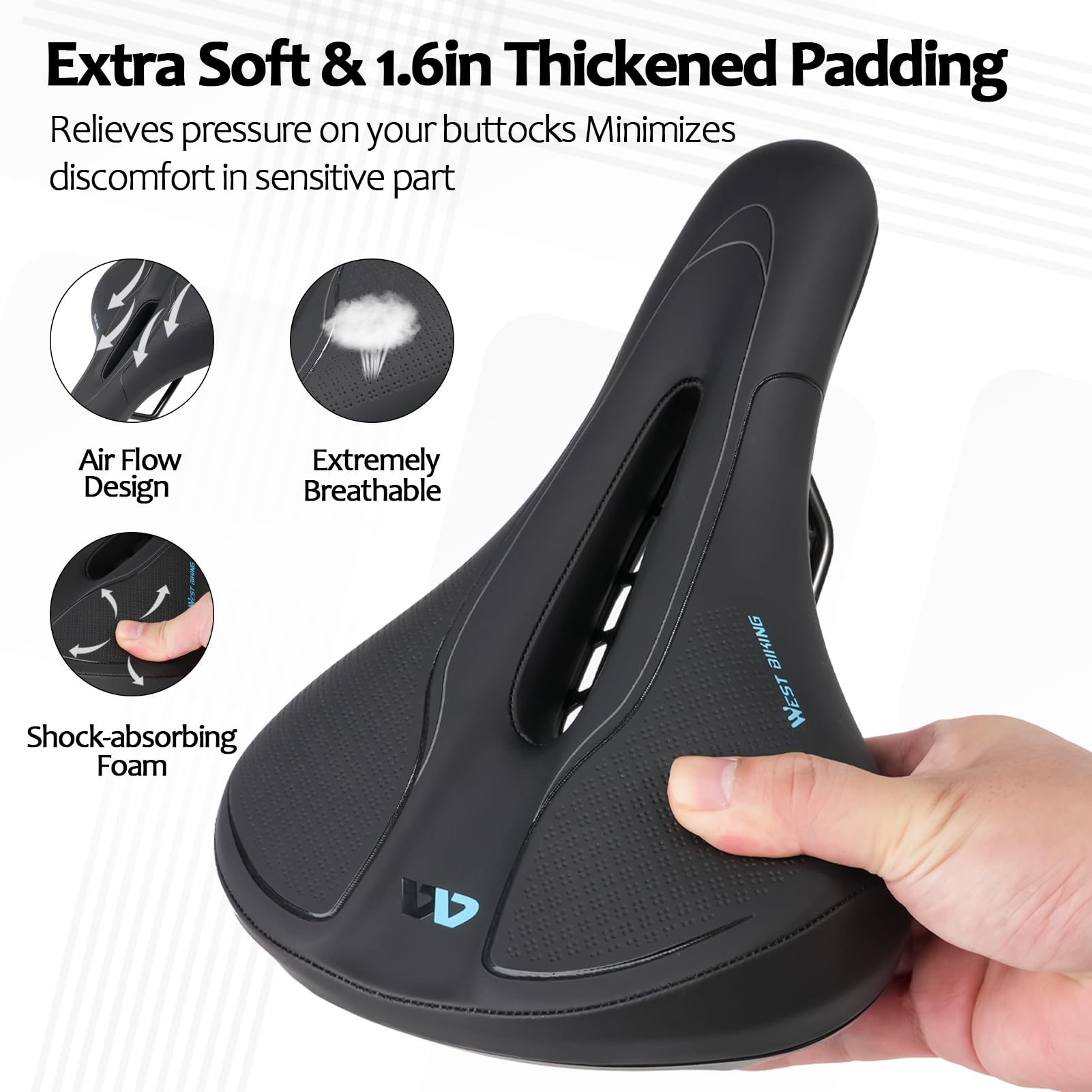 HaureiGi Bike Seat, Bicycle Seat for Men Women,Compatible with Peloton, Spin Bike, Road or Exercise Bikes,Comfort Seat Cushion Mountain Bike Accessories Old Bike Saddle Replacement (Small)