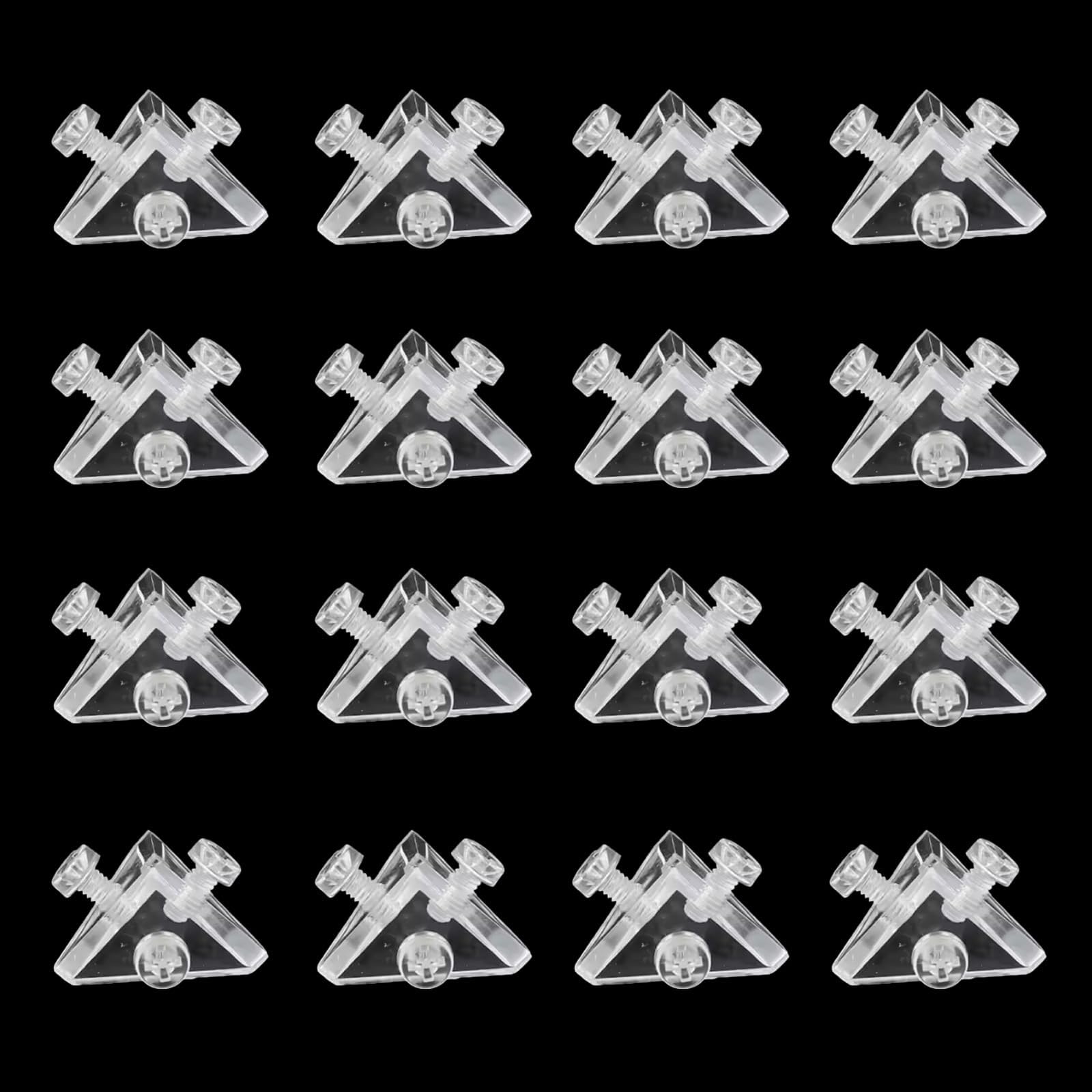 24 Pcs Acrylic Display Case Triangle Connector, Acrylic Corner Brackets with Screws, Transparent Triangle Connectors for Reinforcement Connection Display Cases