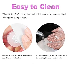 BlueZOO French Tip Nail Stamp 6Pcs Nail Stamper Replaceable Silicone Jelly Heads Kit, French Manicure Nail Stamping Polish Transfer Templates Tool Home Salon Nail Art DIY Design, Easy to Use