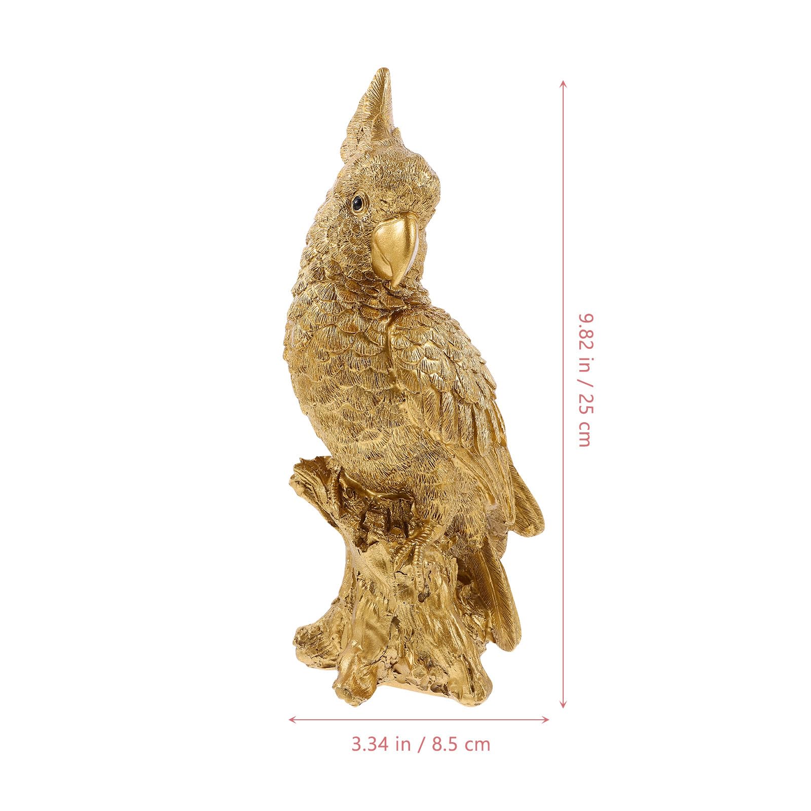 Figura Decorativa de Loro de Resina Dorada, Portátil y Fácil de Limpiar, Adecuado para Decoración de Mesa en Sala de Estar y Escritorio Familiar