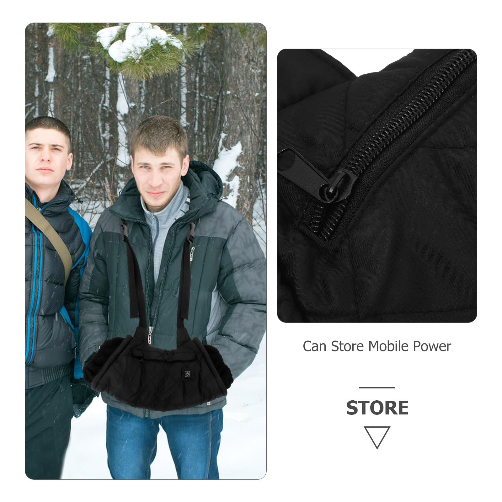 VICASKY Scaldamani Elettrico Portatile Riscaldamento USB in Cotone Trapuntato Nero, Borsa Calda per Freddo e Attività Outdoor