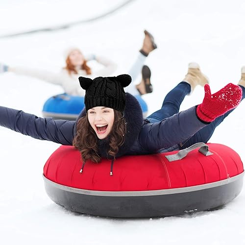 Miniatura 4 de SATINIOR Lindo gorro de punto con orejas de gato, gorro de punto de invierno para mujeres y niñas