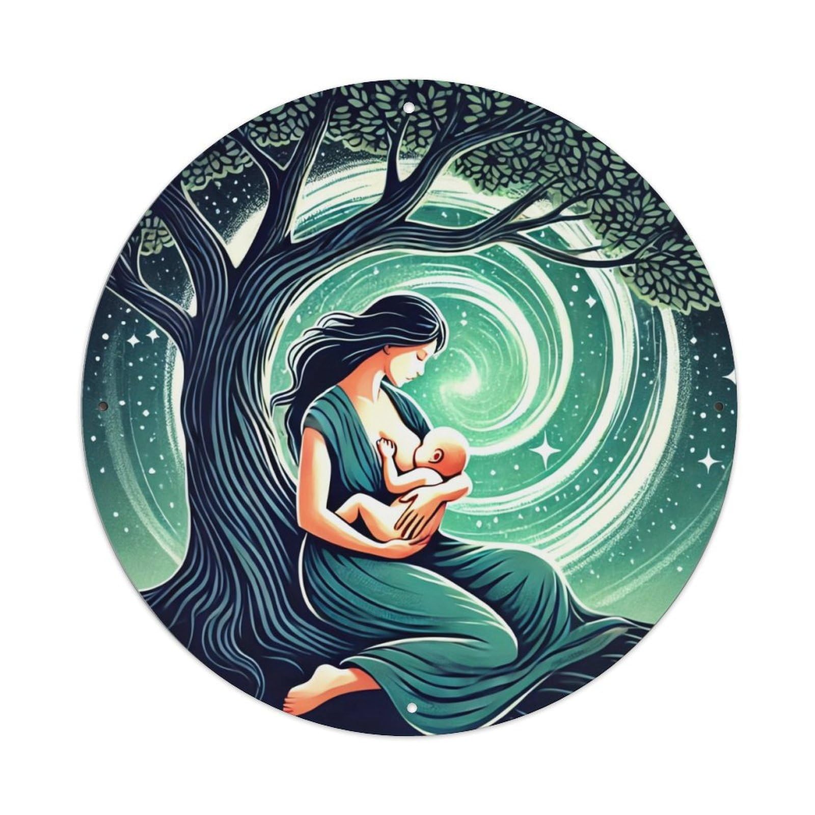 Jdyansheng Vintage Mother Nursing Baby Under Tree Tin Sign Metal Poster Metal Signs For Home Man Cave Bar Cafe Kitchen Laundry Room Wall Decorations 8X8 Inches
