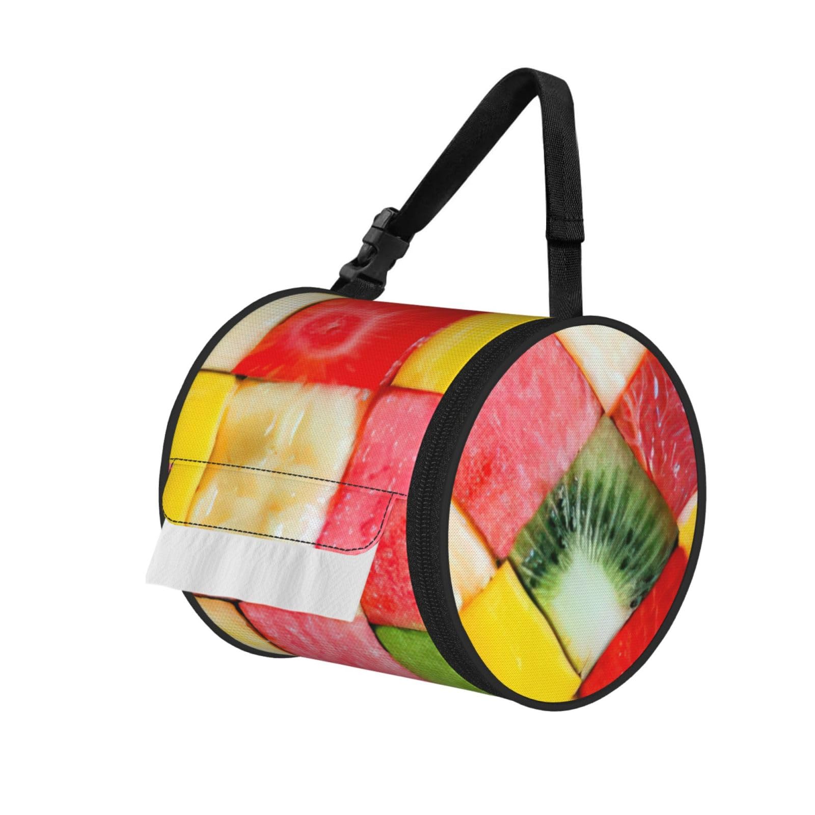 Kiwi Watermelon Print Cylindrical Tissue Holder Bathroom Car Home Office Kitchen Decor Versatile