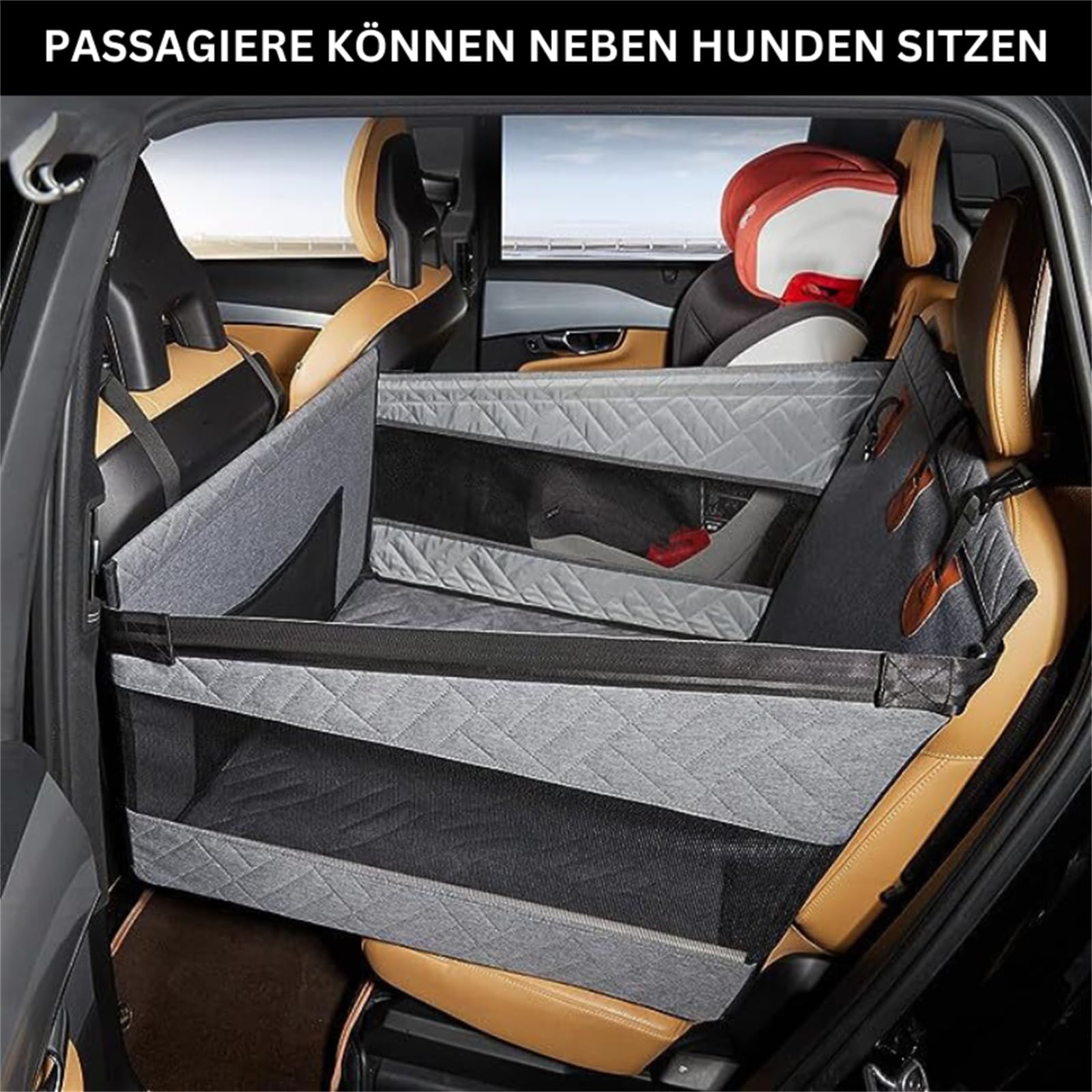MEIION Pet bedarf-Plus - Coperta per cani con finestra a rete, impermeabile, per sedili posteriori di auto, camion e SUV