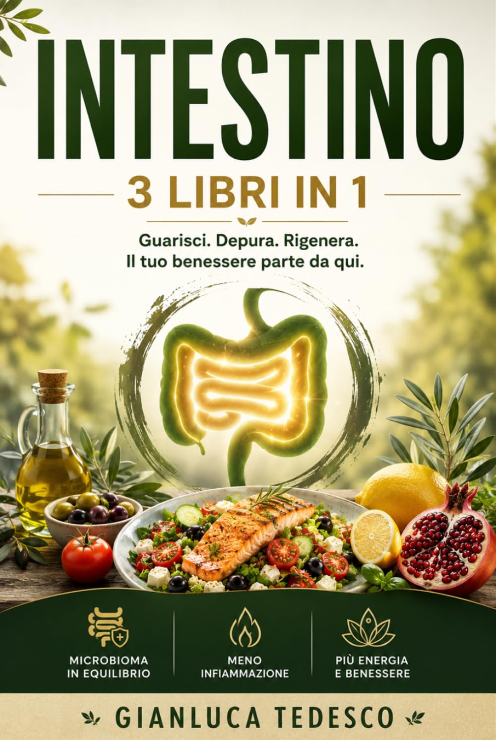 INTESTINO: 3 LIBRI IN 1: Guarisci il Microbioma, Riduci l'Infiammazione e Depura il Corpo con la Dieta Mediterranea - Protocolli Pratici per Digestione, Energia e Benessere Totale