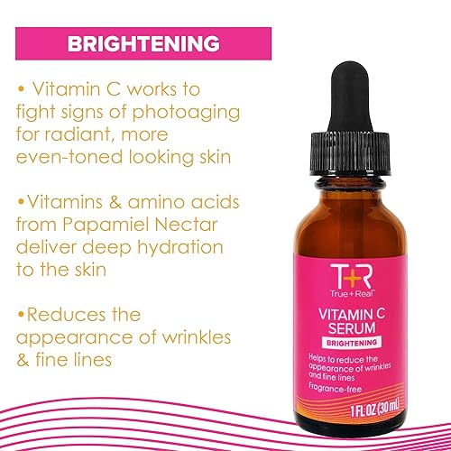 Miniatura 4 de True+Real Suero de vitamina C para cara, cuello, ojos, suero antienvejecimiento premium, reduce arrugas, líneas finas, manchas oscuras, hidratante e
