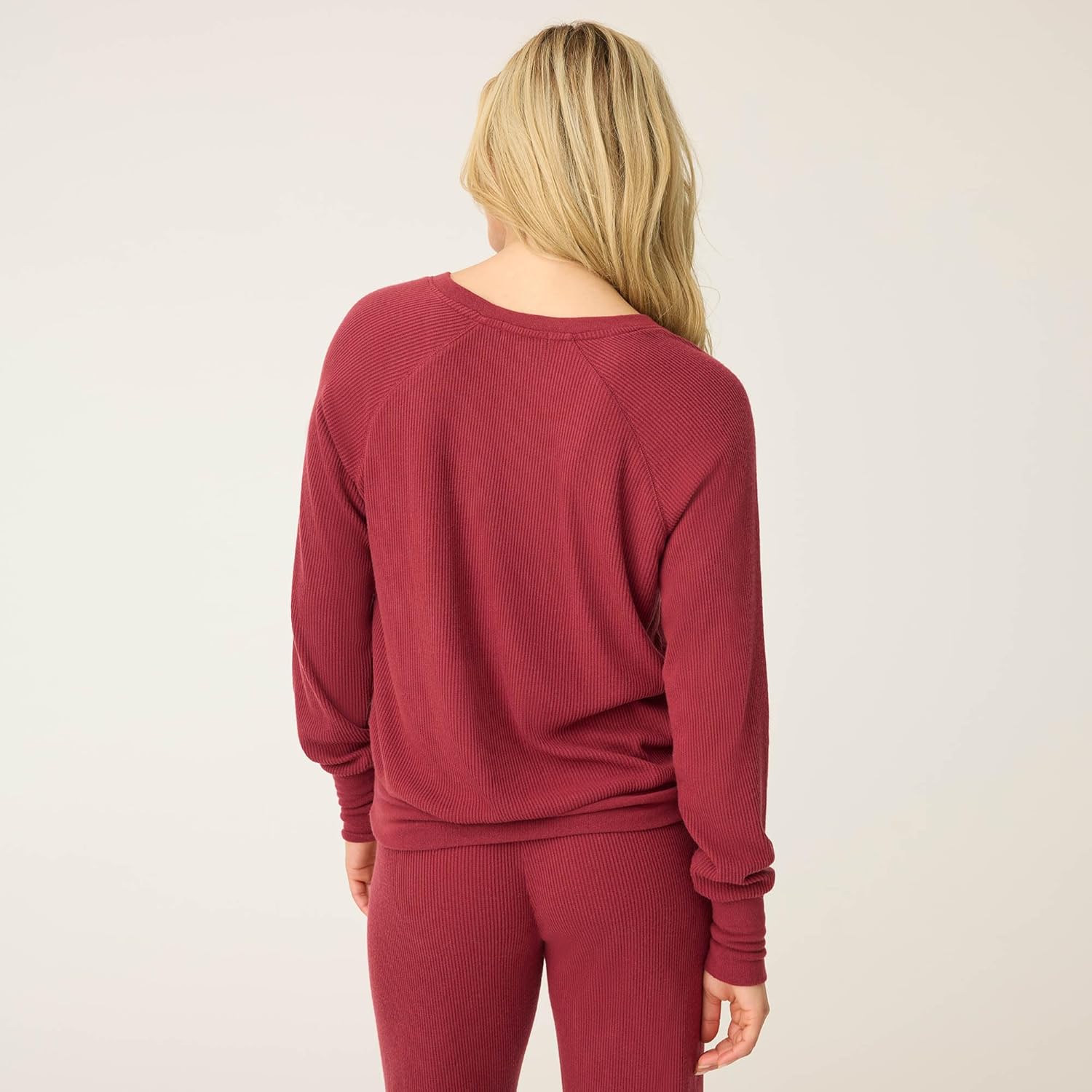 P.J. Salvage Women's Textured Essentials Long Sleeve Top, Port, Medium - Image 4