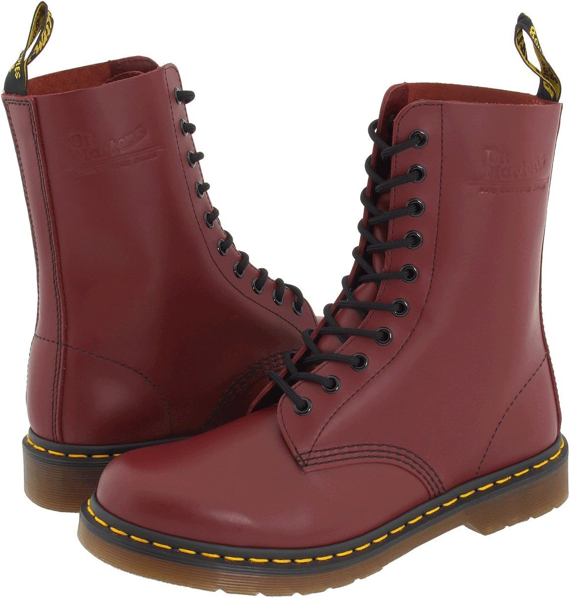 Dr. Martens Men's 1490 10 Eye Boot Cherry Red Smooth 8 UK