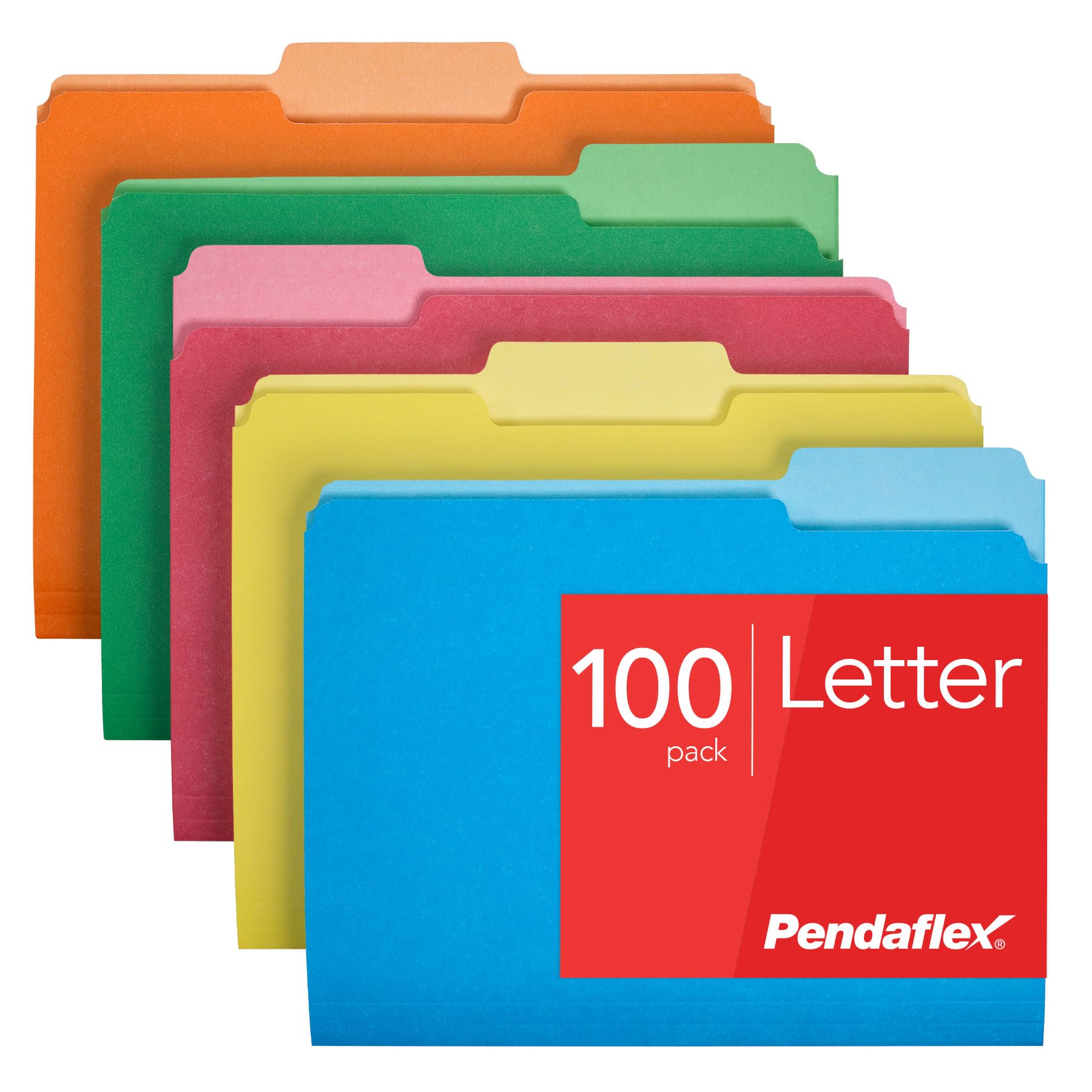 Colored File Folders by Pendaflex – Letter, Paper, Assorted, Pack of 100, Model 1006535