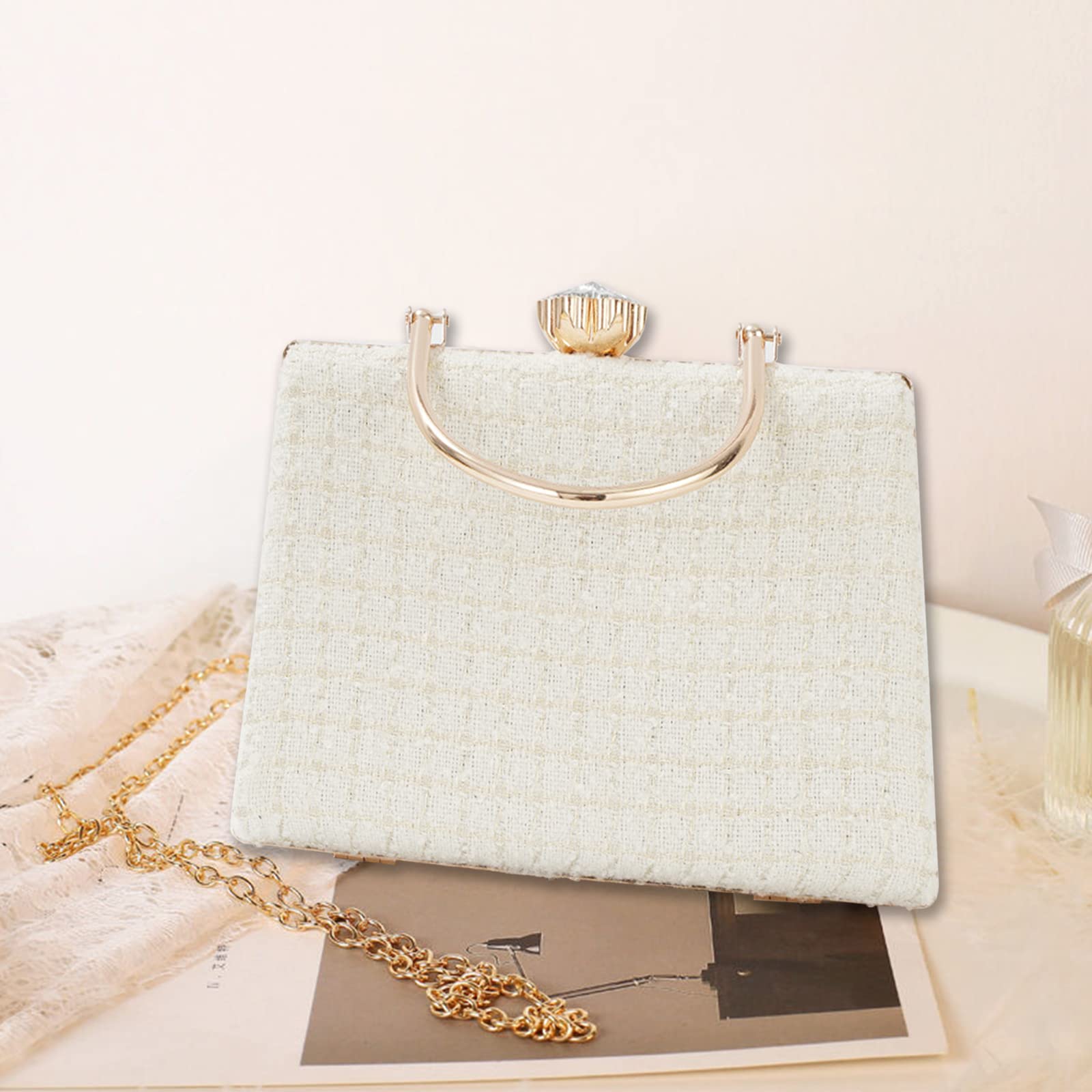 Bolso de Fiesta Pequeña para Mujer Bolso de Fiesta Diamantes de Imitación Clutch Cartera de Mano Bolsos Bandolera Bolso de Hombro para Fiesta de Graduación Banquete Boda Beige