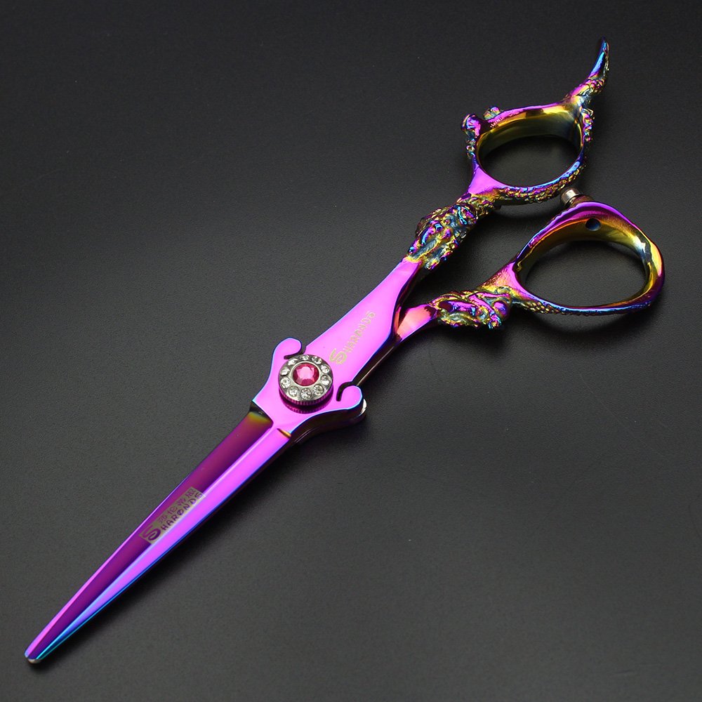 Juego de tijeras profesionales japonesas de peluquería de Dragon Knight de 5,5 pulgadas y 6 pulgadas, color morado