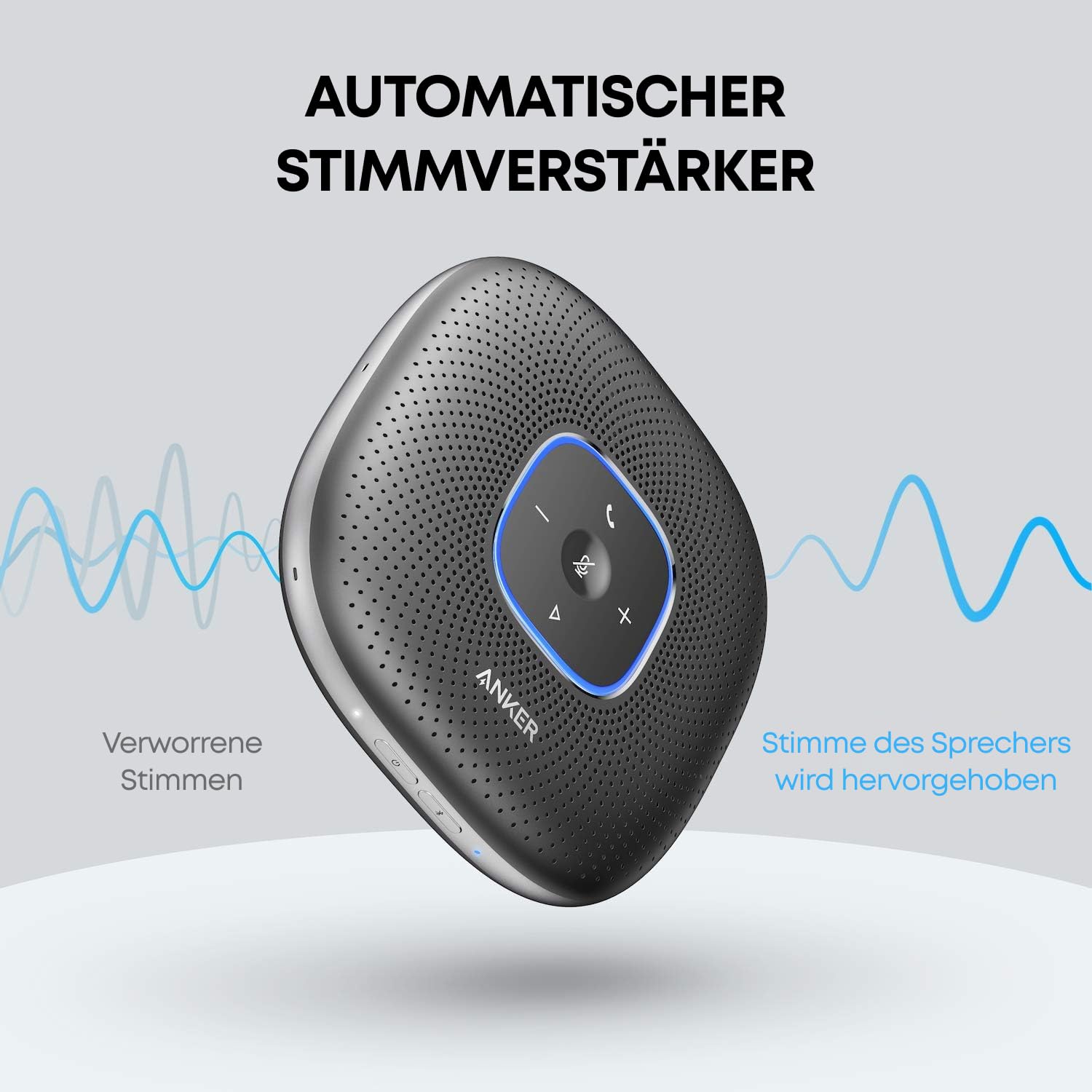 Anker PowerConf Bluetooth Konferenzlautsprecher mit 6 integrierten Mikrofonen, verbesserter Tonaufnahme, 24 St. Akku, USB-C Konnektivität, für Homeoffice (Schwarz)