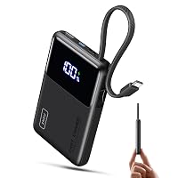 INIU 45W Power Bank, 10000mAh Ricarica Rapida Powerbank con Cavo USB C Integrati
