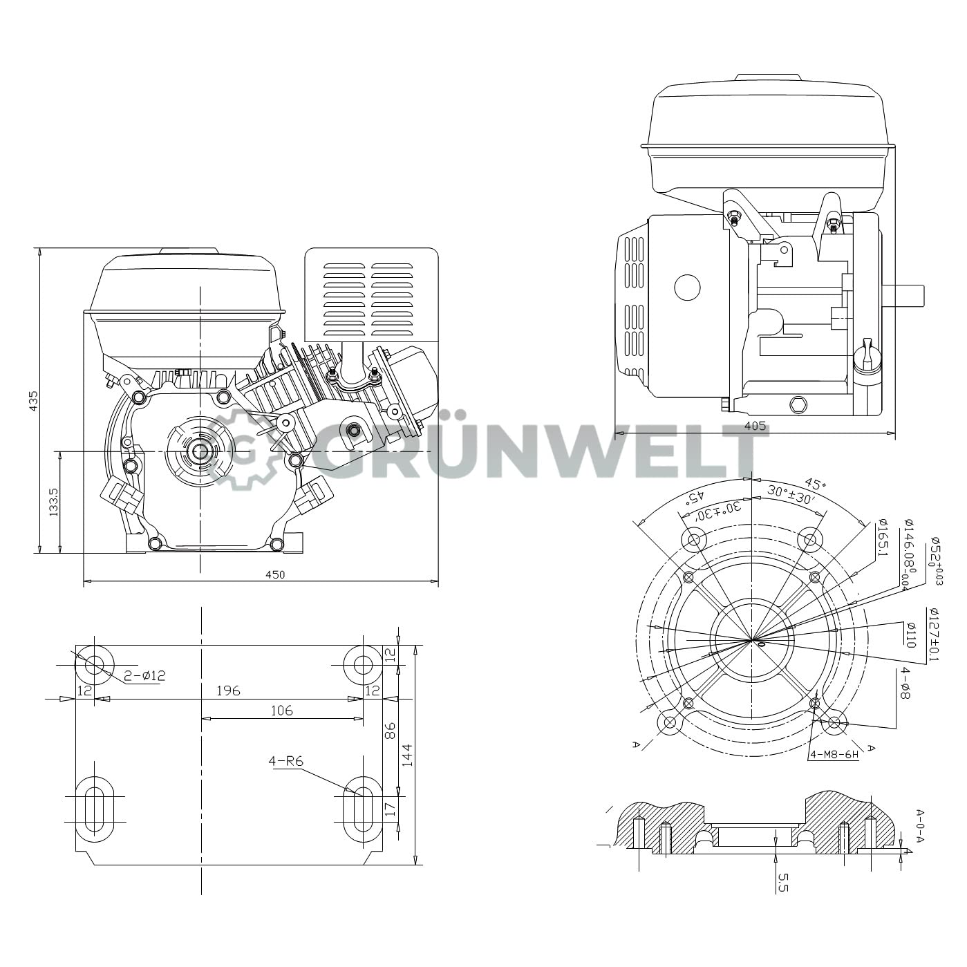 Weima WM192FE Benzinmotor 18 PS 460 ccm 25 mm E-Starter Kartmotor Einachser Austauschmotor