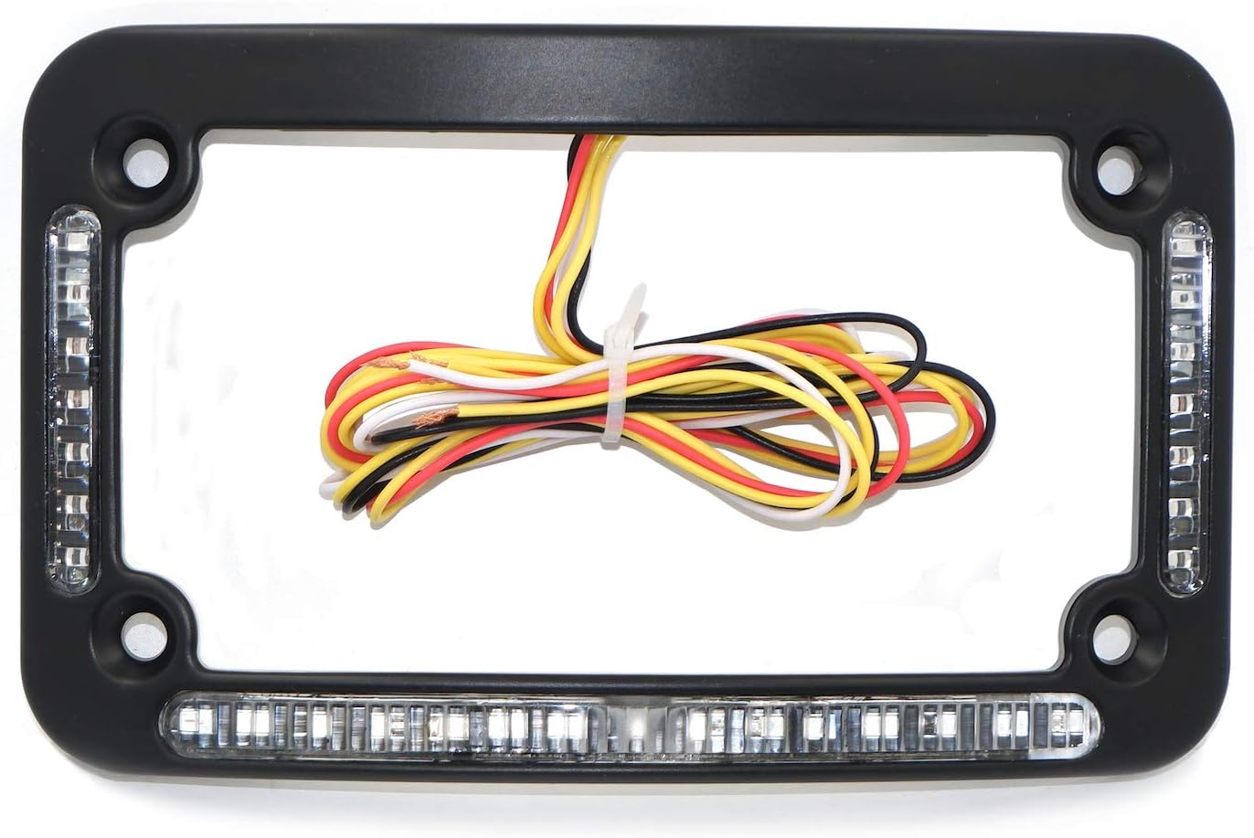 HTTMT- Dual LED Curved Motorcycle License Plate Frame w/Turn-Signal,Brake Light - Black Finish Universal Compatible with Any Motorcycle [P/N: MT294-007-BK]