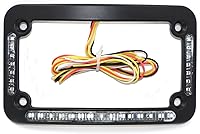 Vista 2 de HTTMT - Marco de matrícula curvo LED dual para motocicleta con señal de giro, luz de freno - Acabado negro Universal compatible con cualquier