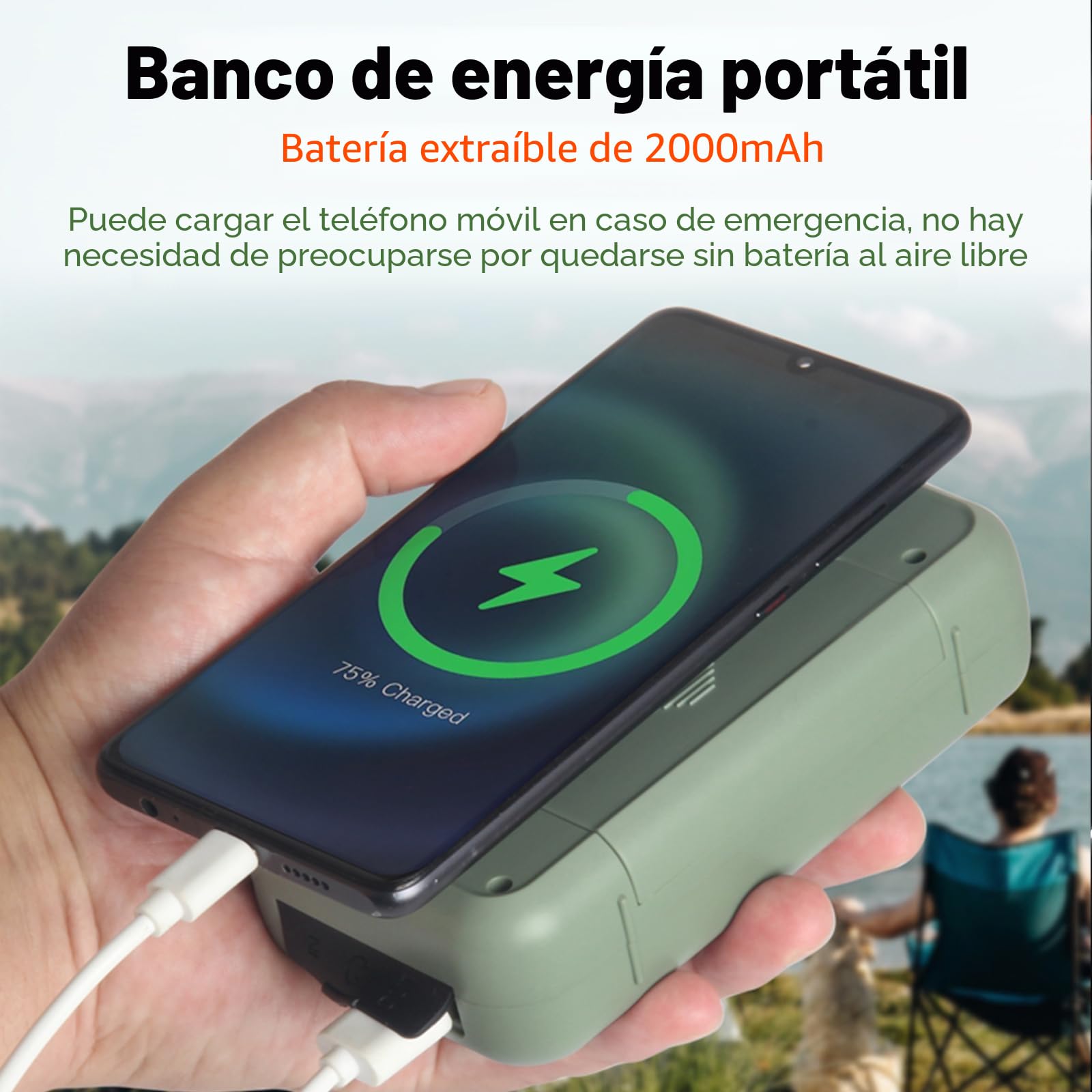 Gemmac Radio de Emergencia Portátil 2000mAh con Manivela y Carga Solar, Linterna LED 3 Modos, SOS Alarma, Powerbank, Carga USB Emergency Radio - Ideal para Emergencias y Aventuras