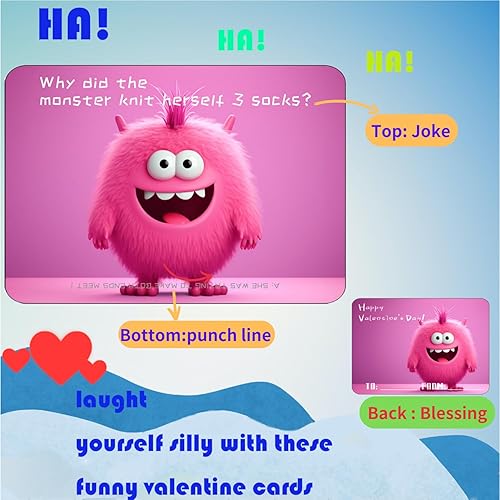 Miniatura 3 de 24 Monters Jokes - Pulseras de San Valentín para niños, tarjetas del día de San Valentín para el aula escolar de los niños, regalos del día de San