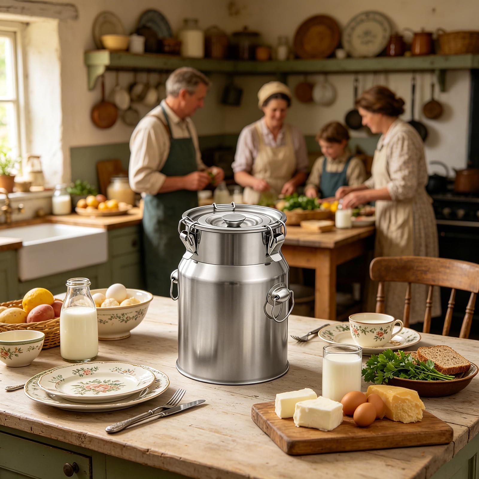 Edelstahl Luftdichter Milchkrug Transportkanne Milchkanne Milchtransportfässer, Lebensmittelechter Edelstahl Tank, für Öl, Wein, Milch, Wasser (12L)