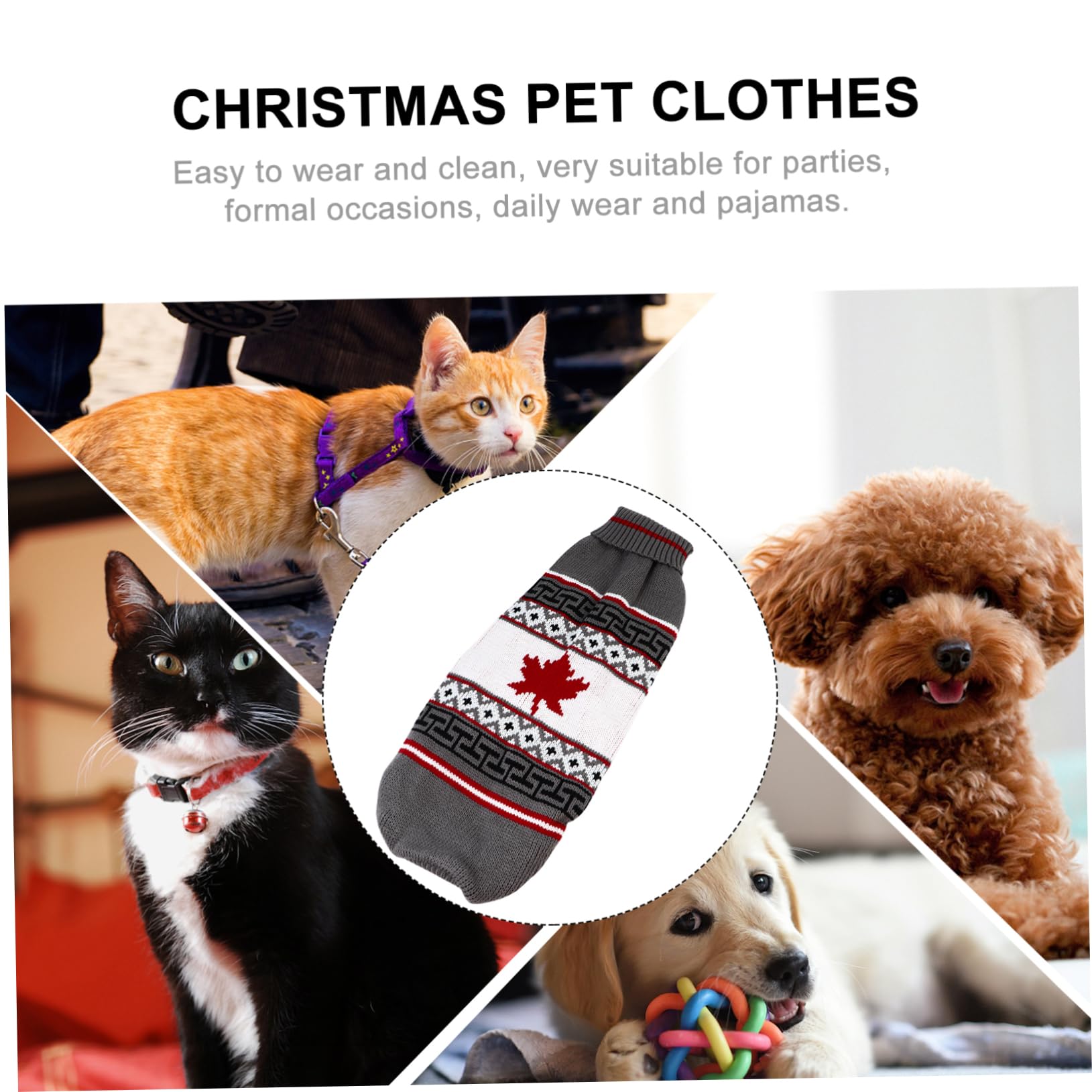 Housoutil 3piezas Suéter De Navidad para Perros Ropa De Invierno para Mascotas Suéter De Diseño Único para Cachorros para Fiestas y Celebraciones Festivas Gris Arce XXL